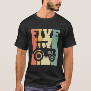 Kinder Boerderij tractor 5 jaar vijfde verjaardag T-shirt