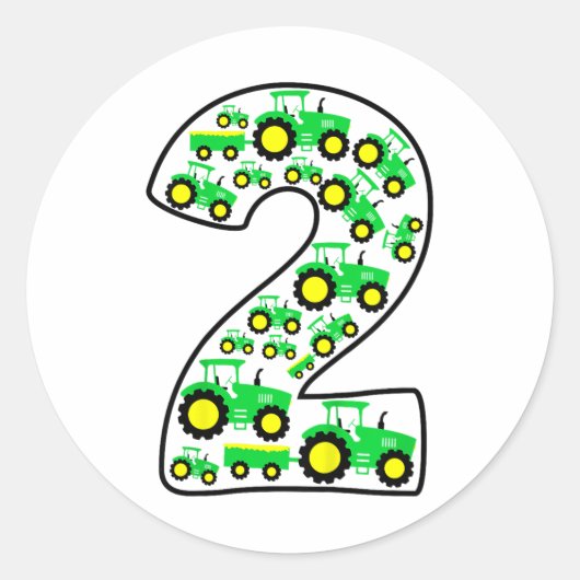 Kinder Boerderij Tractor Boy 2e verjaardag 2 jaar  Ronde Sticker (Voorkant)