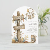 Kinder Boho Woodland thema verjaardagsfeestje Kaart (Staand voorkant)