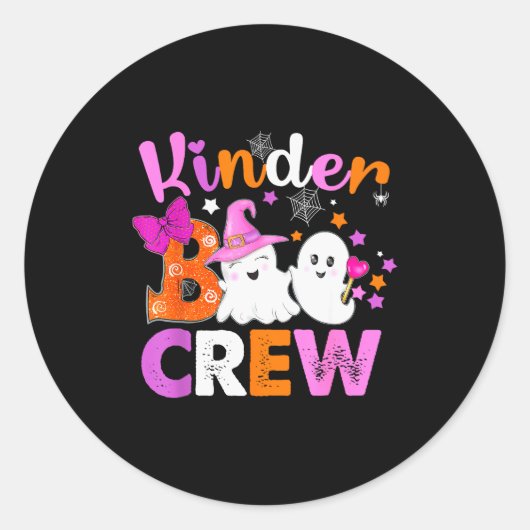 Kinder Boo Crew Kindergarten Teacher Kids Hallowee Ronde Sticker (Voorkant)