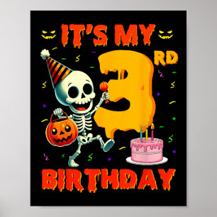 Kinder Boo Het is mijn 3e verjaardag Halloween Ske Poster