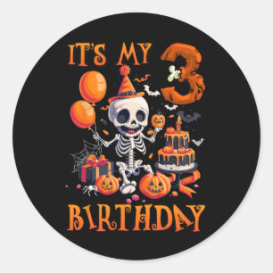 Kinder Boo Het is mijn 3e verjaardag Halloween Ske Ronde Sticker