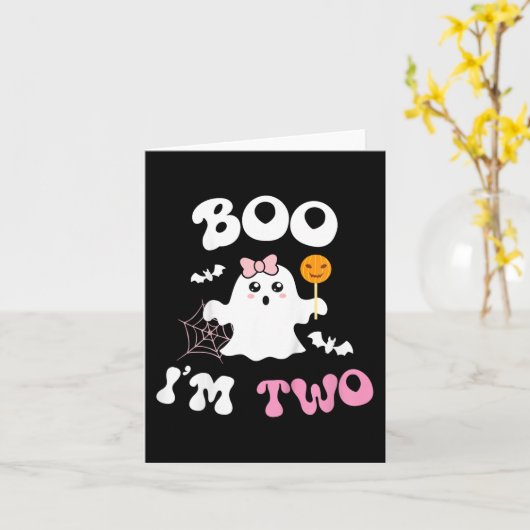 Kinder Boo Ik ben Twee Geest Tweede 2e Verjaardag Kaart (Gele Bloem)