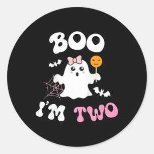 Kinder Boo Ik ben Twee Geest Tweede 2e Verjaardag  Ronde Sticker
