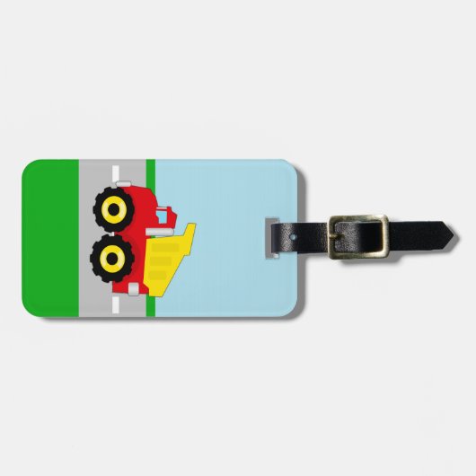 Kinder boogconstructiedumptruck bagagelabel (Voorkant horizontaal)