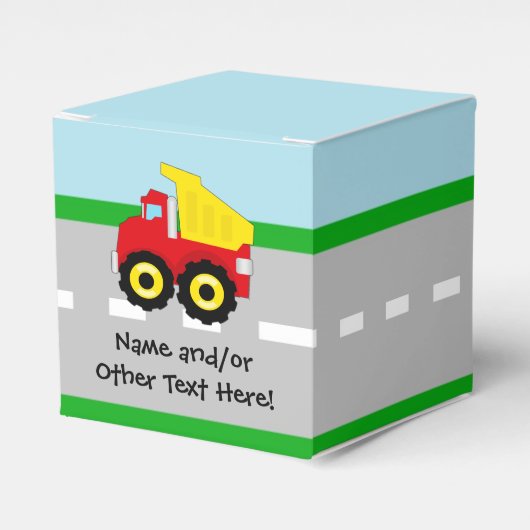 Kinder boogconstructiedumptruck bedankdoosjes (Voorkant Zijde)