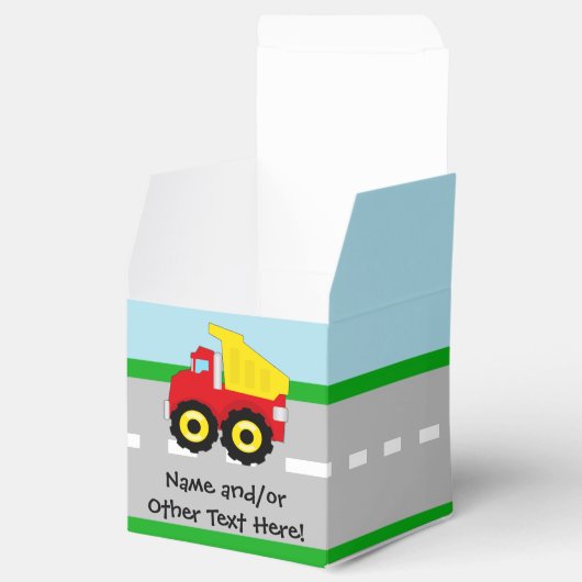 Kinder boogconstructiedumptruck bedankdoosjes (Geopend)