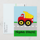 Kinder boogconstructiedumptruck briefkaart (Voorkant / Achterkant)