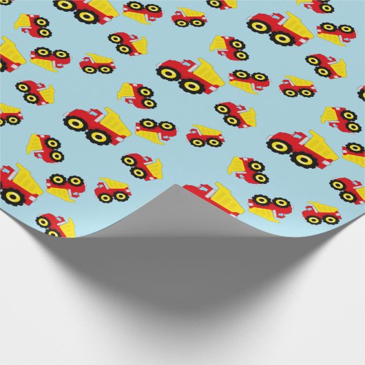 Kinder boogconstructiedumptruck cadeaupapier (Hoek)