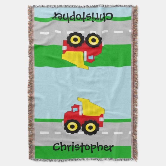 Kinder boogconstructiedumptruck deken (Voorkant Verticaal)