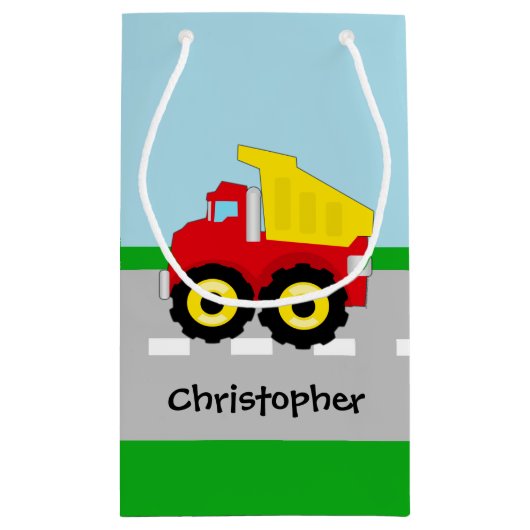 Kinder boogconstructiedumptruck klein cadeauzakje (Achterkant)