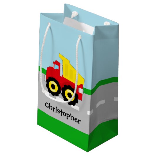 Kinder boogconstructiedumptruck klein cadeauzakje (Achterkant Gekanteld)