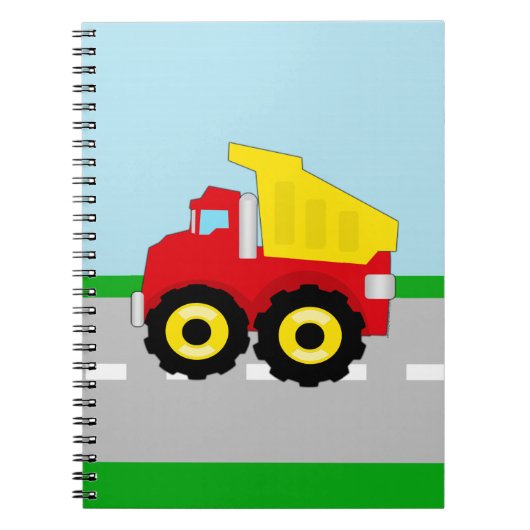 Kinder boogconstructiedumptruck notitieboek (Voorkant)