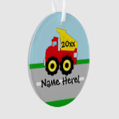 Kinder boogconstructiedumptruck ornament (voorkant)