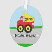 Kinder boogconstructiedumptruck ornament (voorkant)