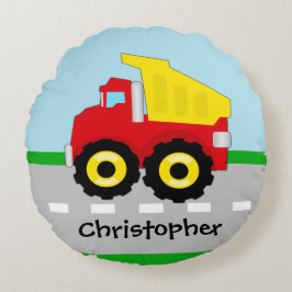 Kinder boogconstructiedumptruck rond kussen