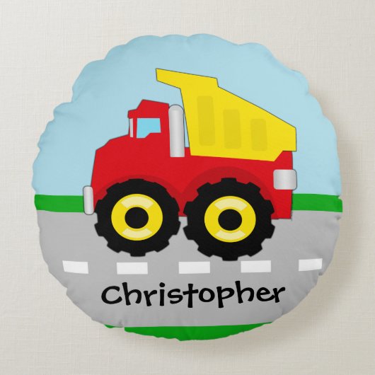 Kinder boogconstructiedumptruck rond kussen (Voorkant)
