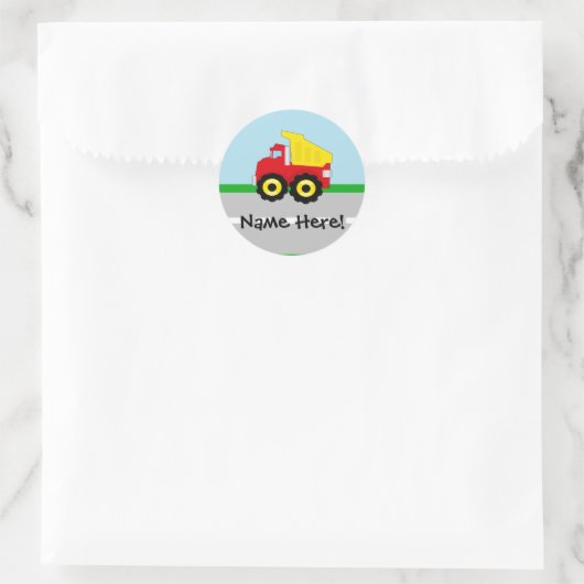 Kinder boogconstructiedumptruck ronde sticker (Tas)