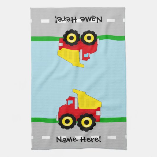 Kinder boogconstructiedumptruck theedoek (Verticaal)