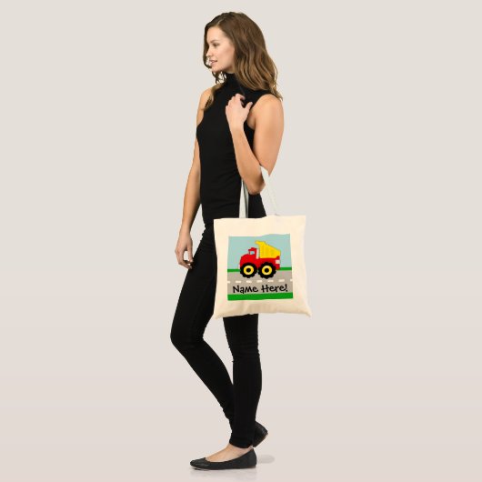 Kinder boogconstructiedumptruck tote bag (Voorkant (model))