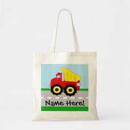 Kinder boogconstructiedumptruck tote bag