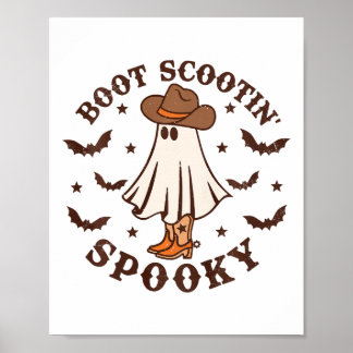 Kinder Boot Scootin Spooky Western Halloween Retro Poster