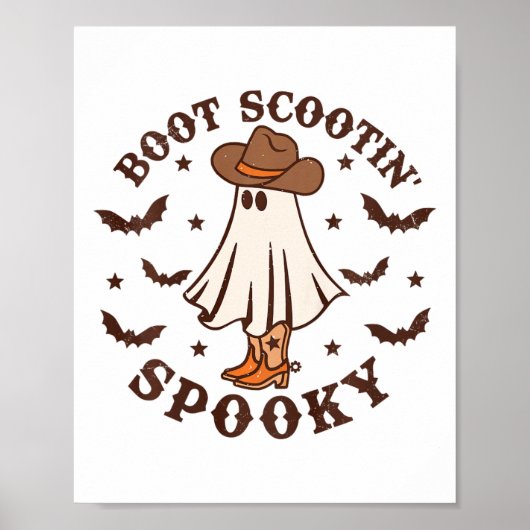 Kinder Boot Scootin Spooky Western Halloween Retro Poster (Voorkant)
