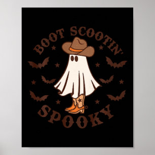 Kinder Boot Scootin Spooky Western Halloween Retro Poster