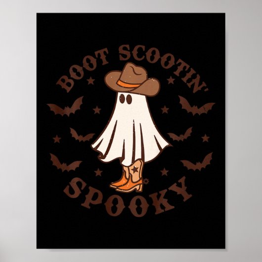 Kinder Boot Scootin Spooky Western Halloween Retro Poster (Voorkant)