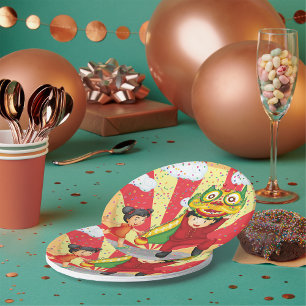 Kinder Borden met gestreken fijn papier Papieren Bordje