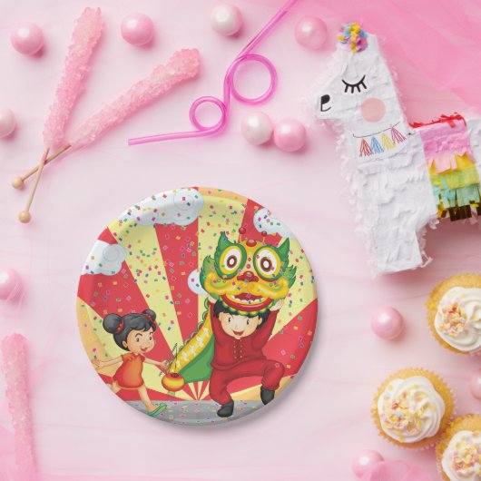 Kinder Borden met gestreken fijn papier Papieren Bordje (Feest)