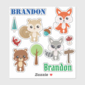 Kinder bosdieren gepersonaliseerde leuke set sticker (Vel)