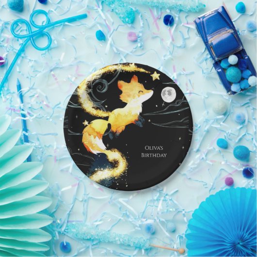 Kinder bosvos jarig papieren bordje (Feest)