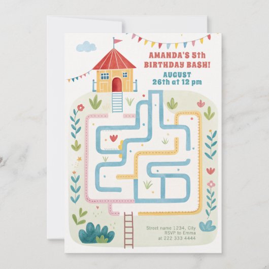 Kinder Bounce Bash, Speel Verjaardag Kaart (Voorkant)