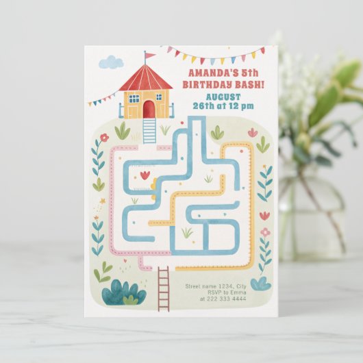 Kinder Bounce Bash, Speel Verjaardag Kaart (Staand voorkant)