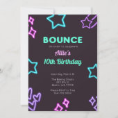 Kinder Bounce Neon Glow Verjaardagsfeestuitnodigin Kaart (Voorkant)