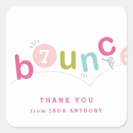 Kinder bounce verjaardagsfeest bedankt vierkante sticker