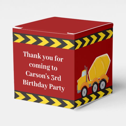 Kinder bouwauto Red Boys Verjaardagsfeest Bedankdoosjes (Voorkant Zijde)