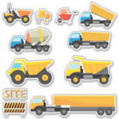 Kinder bouwplaatsvoertuigen sticker (Voorkant)