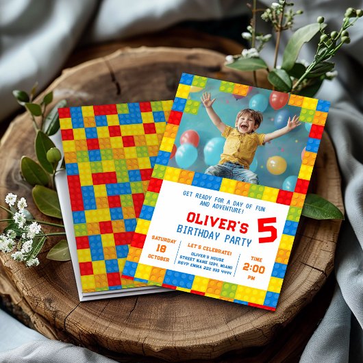 Kinder bouwsteen Verjaardag Kaart