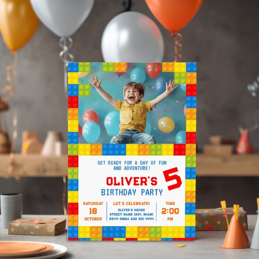 Kinder bouwsteen Verjaardag Kaart