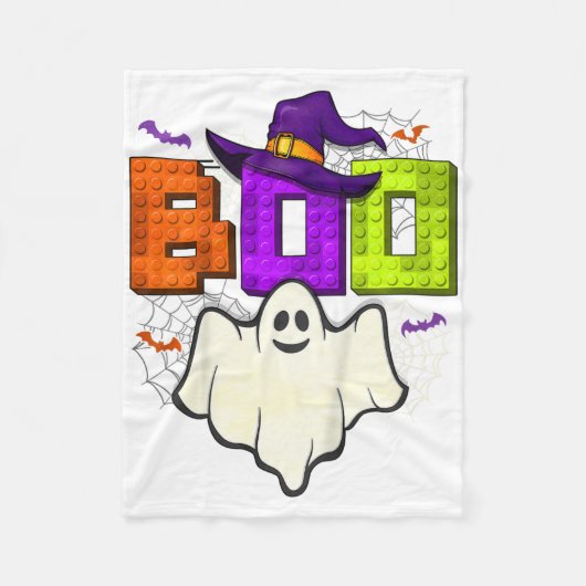 Kinder bouwstenen Boo Halloween Ghost Witch Gro Fleece Deken (Voorkant)