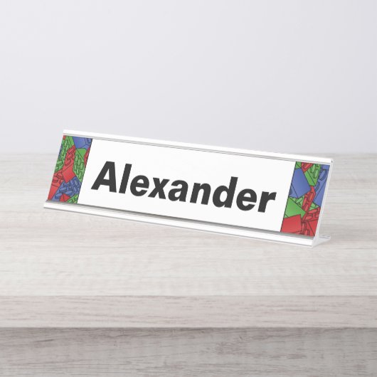 Kinder bouwstenen Koeling Bureau Naambordje (Voorkant)