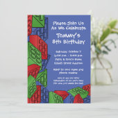 Kinder bouwstenen van Birthday Party Kaart (Staand voorkant)