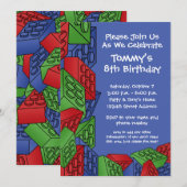 Kinder bouwstenen van Birthday Party Kaart (Voorkant / Achterkant)