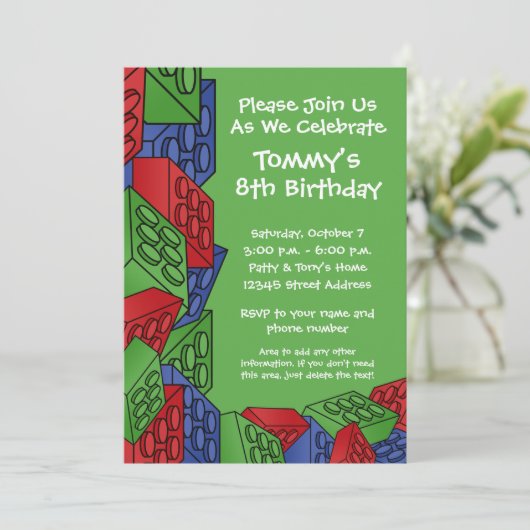 Kinder bouwstenen van Birthday Party Kaart (Staand voorkant)