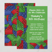 Kinder bouwstenen van Birthday Party Kaart (Voorkant / Achterkant)