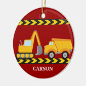 Kinder bouwtruck Custom Boys Red Christmas Keramisch Ornament (Links)