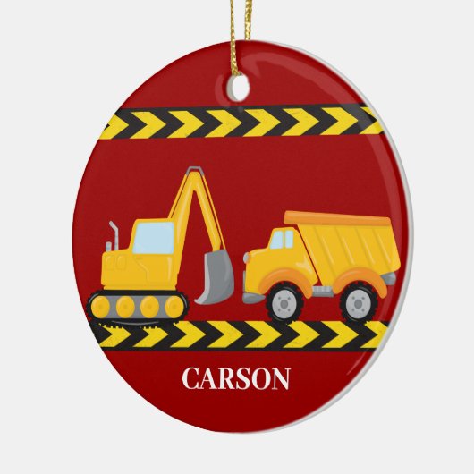 Kinder bouwtruck Custom Boys Red Christmas Keramisch Ornament (Links)