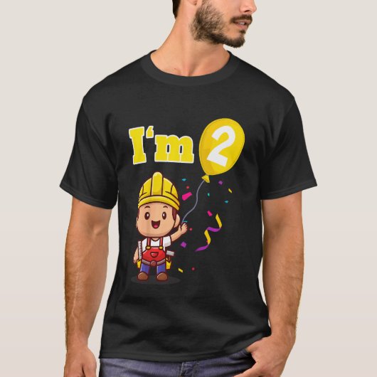 Kinder bouwvakker bouwer ik ben 2 twee seconden t-shirt (Voorkant)